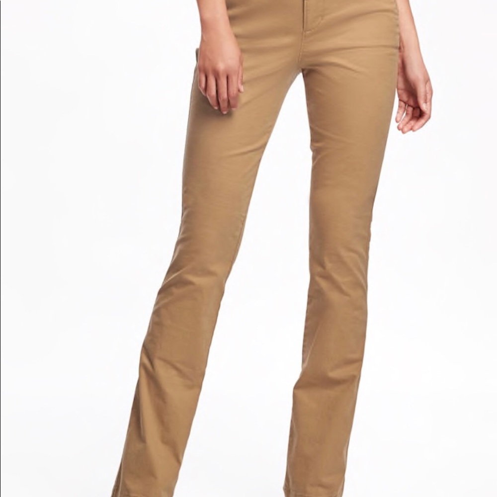 Mid-Rise Boot Cut Khakis-Tan